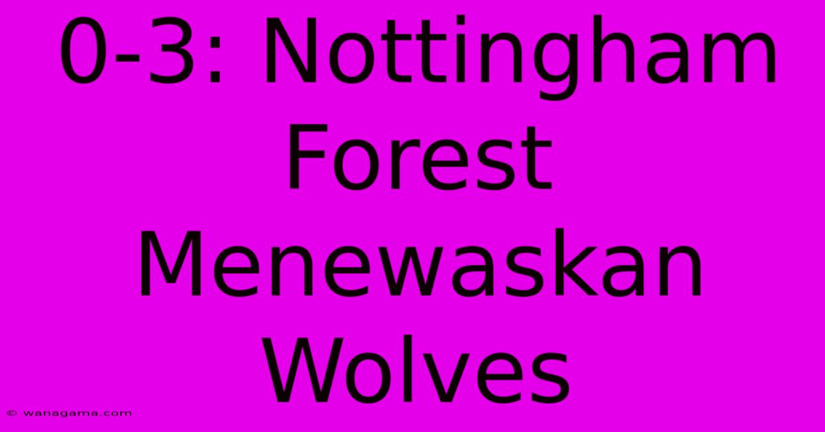 0-3: Nottingham Forest Menewaskan Wolves