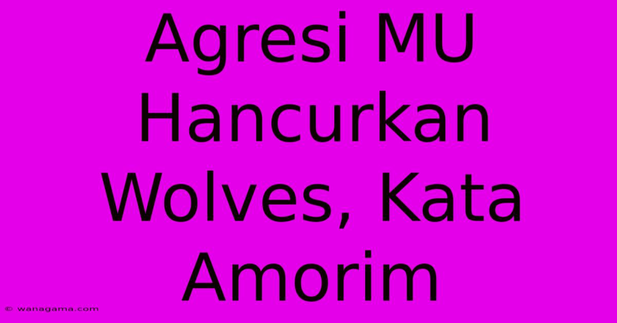 Agresi MU Hancurkan Wolves, Kata Amorim