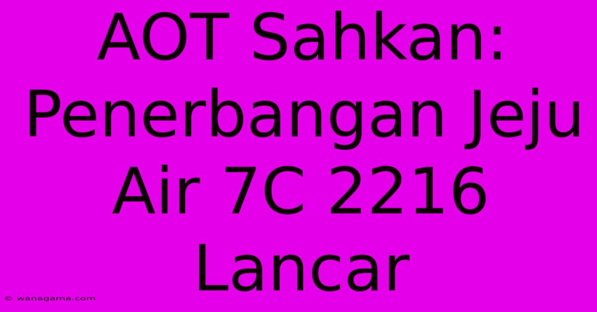 AOT Sahkan: Penerbangan Jeju Air 7C 2216 Lancar