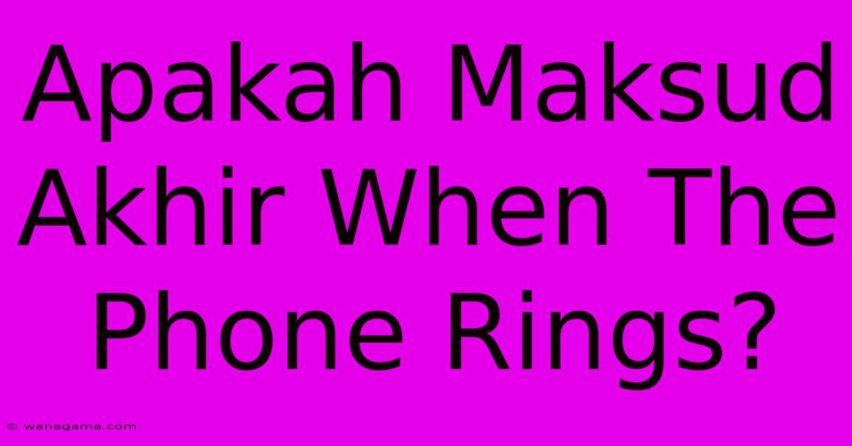 Apakah Maksud Akhir When The Phone Rings?