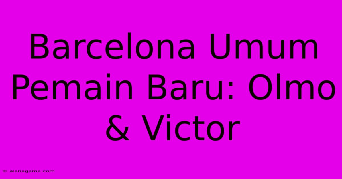 Barcelona Umum Pemain Baru: Olmo & Victor