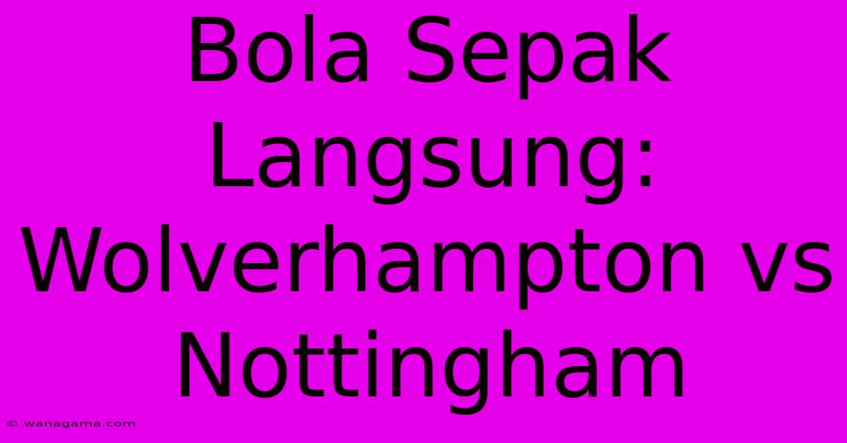 Bola Sepak Langsung: Wolverhampton Vs Nottingham