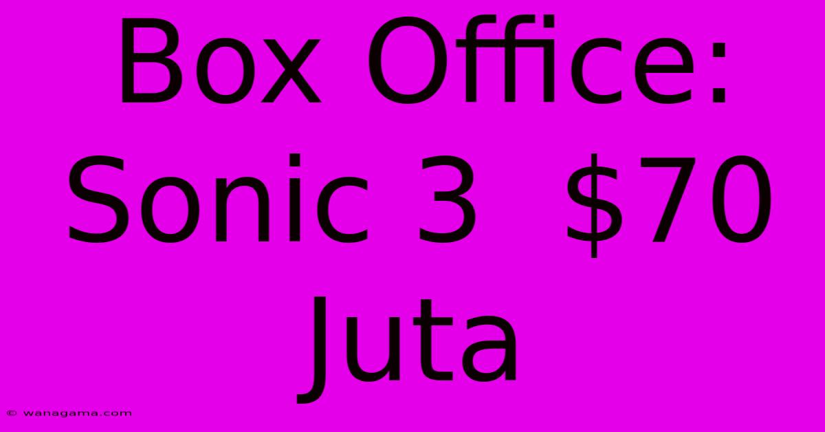 Box Office: Sonic 3  $70 Juta