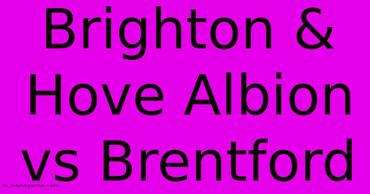 Brighton & Hove Albion Vs Brentford