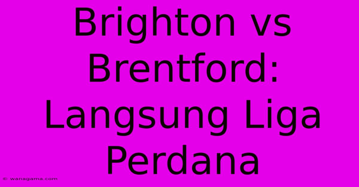 Brighton Vs Brentford: Langsung Liga Perdana