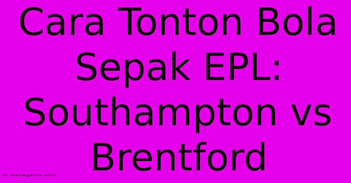 Cara Tonton Bola Sepak EPL: Southampton Vs Brentford