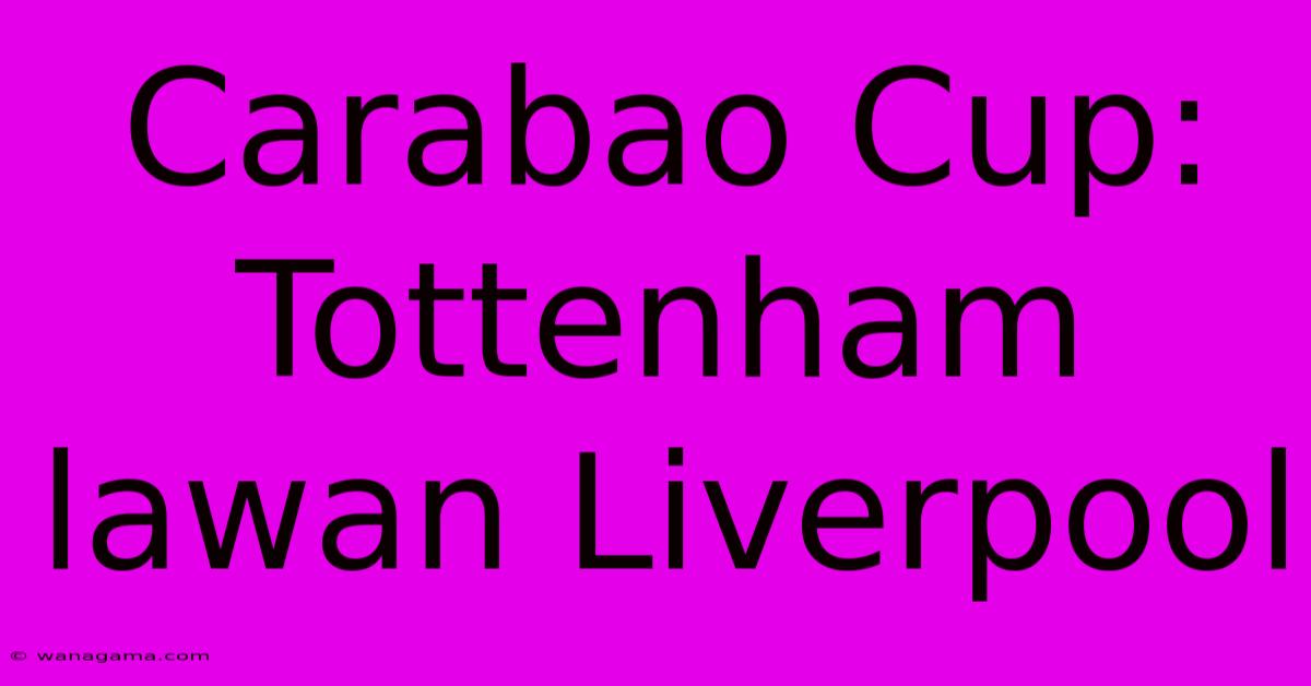 Carabao Cup: Tottenham Lawan Liverpool  