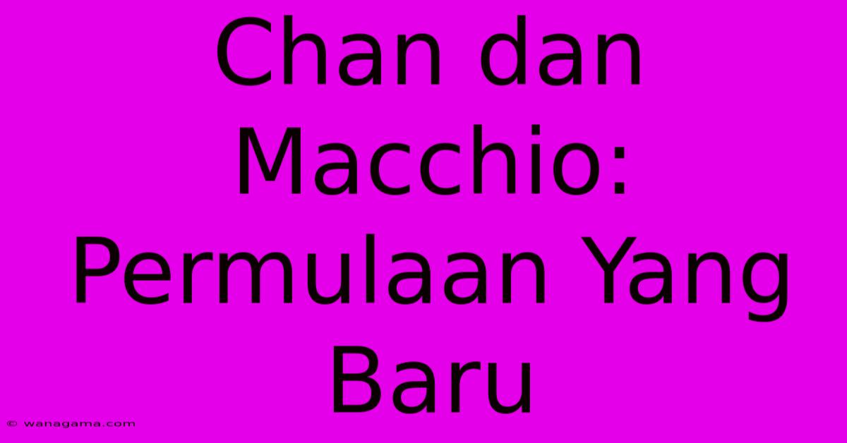 Chan Dan Macchio: Permulaan Yang Baru Chan Dan Macchio: Permulaan Yang Baru