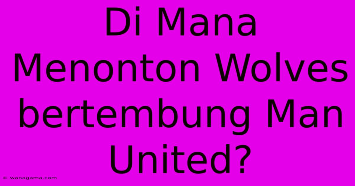 Di Mana Menonton Wolves Bertembung Man United?