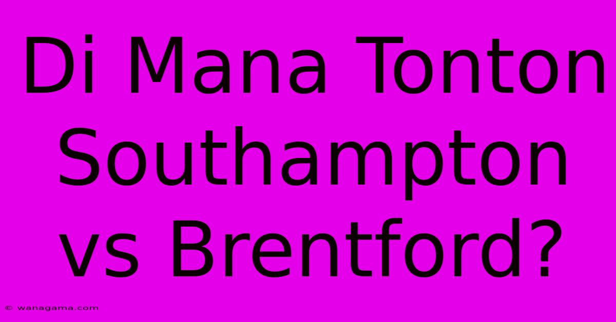 Di Mana Tonton Southampton Vs Brentford?