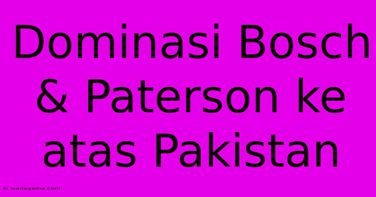 Dominasi Bosch & Paterson Ke Atas Pakistan