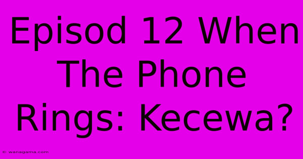 Episod 12 When The Phone Rings: Kecewa?