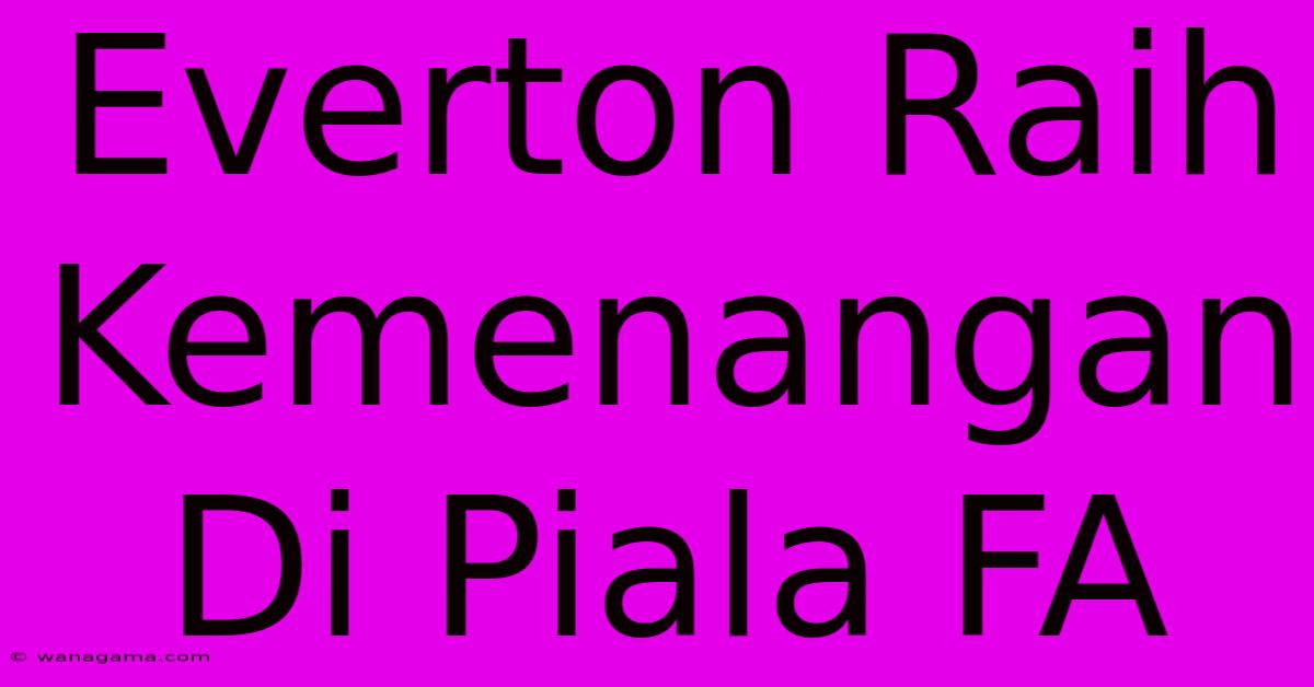 Everton Raih Kemenangan Di Piala FA