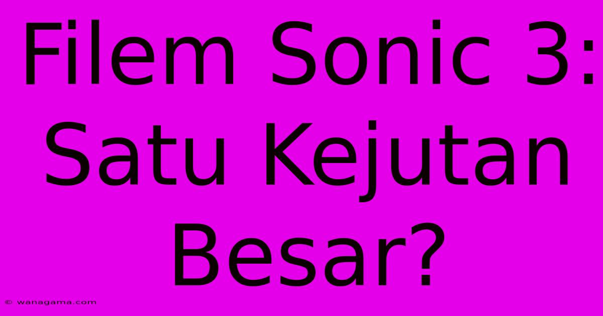 Filem Sonic 3:  Satu Kejutan Besar?