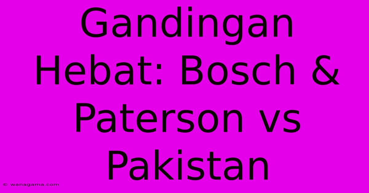 Gandingan Hebat: Bosch & Paterson Vs Pakistan