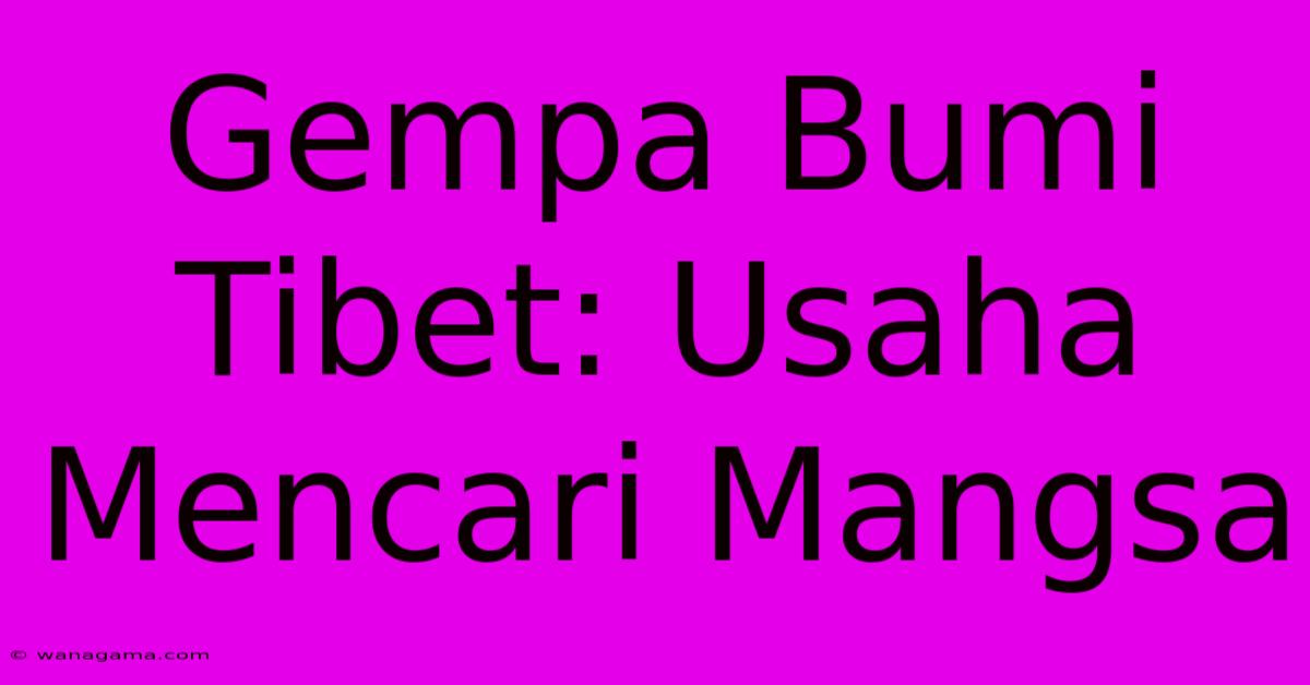 Gempa Bumi Tibet: Usaha Mencari Mangsa