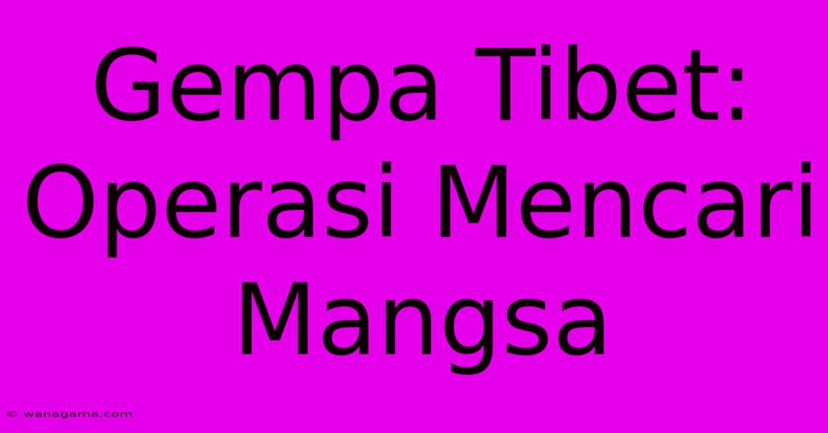 Gempa Tibet: Operasi Mencari Mangsa