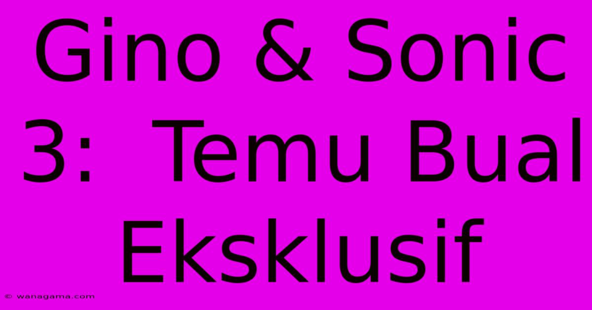 Gino & Sonic 3:  Temu Bual Eksklusif