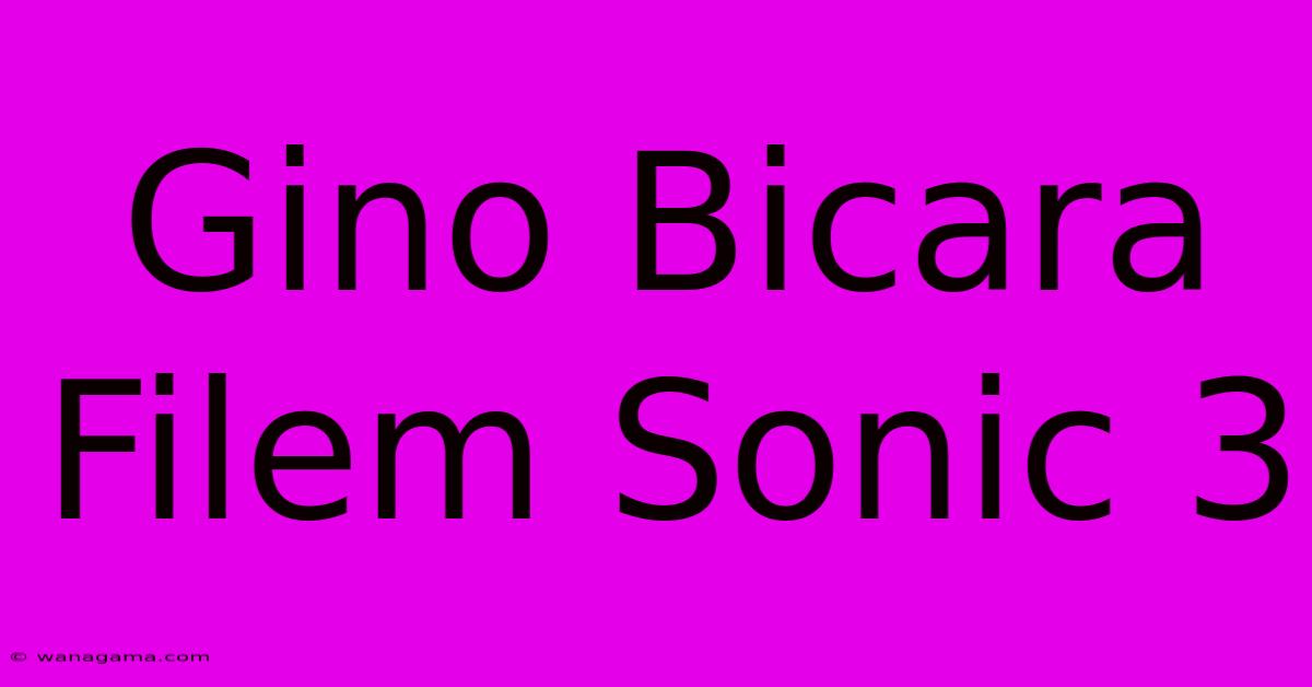 Gino Bicara Filem Sonic 3