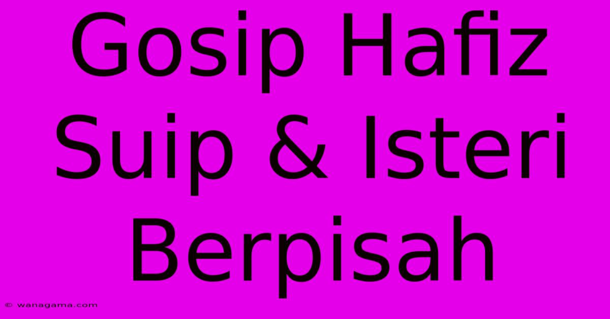 Gosip Hafiz Suip & Isteri Berpisah