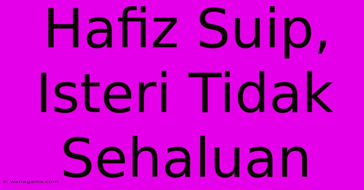 Hafiz Suip, Isteri Tidak Sehaluan