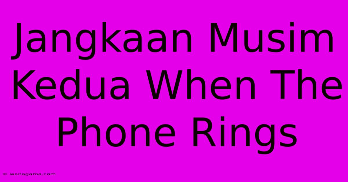 Jangkaan Musim Kedua When The Phone Rings