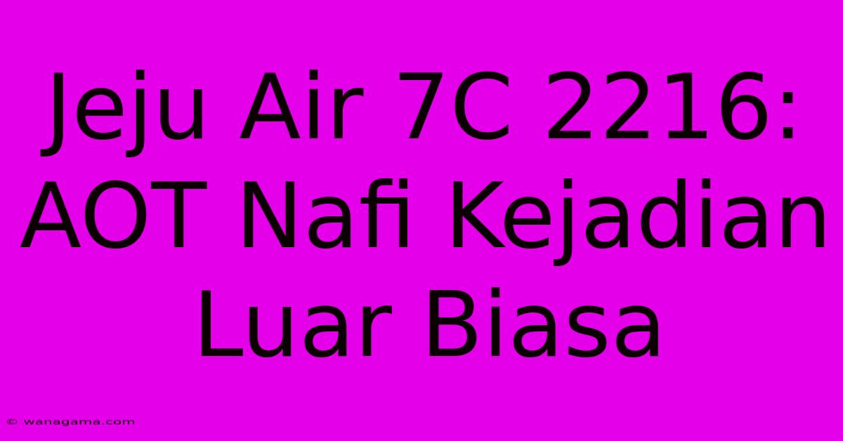 Jeju Air 7C 2216: AOT Nafi Kejadian Luar Biasa