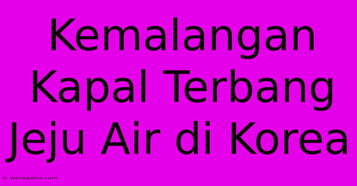 Kemalangan Kapal Terbang Jeju Air Di Korea