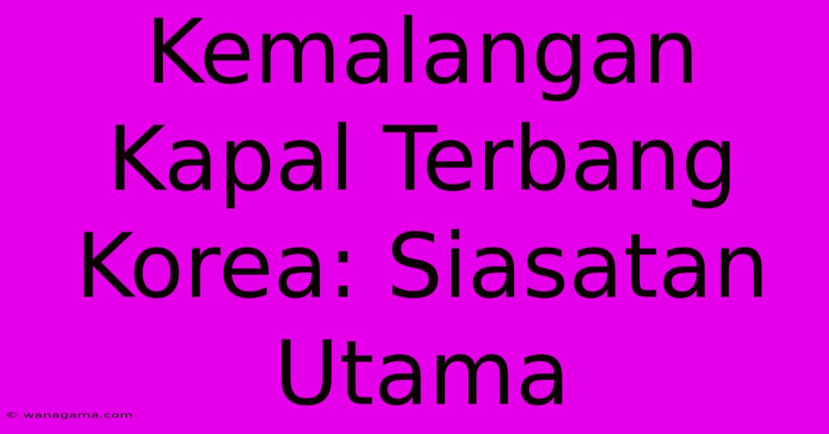 Kemalangan Kapal Terbang Korea: Siasatan Utama