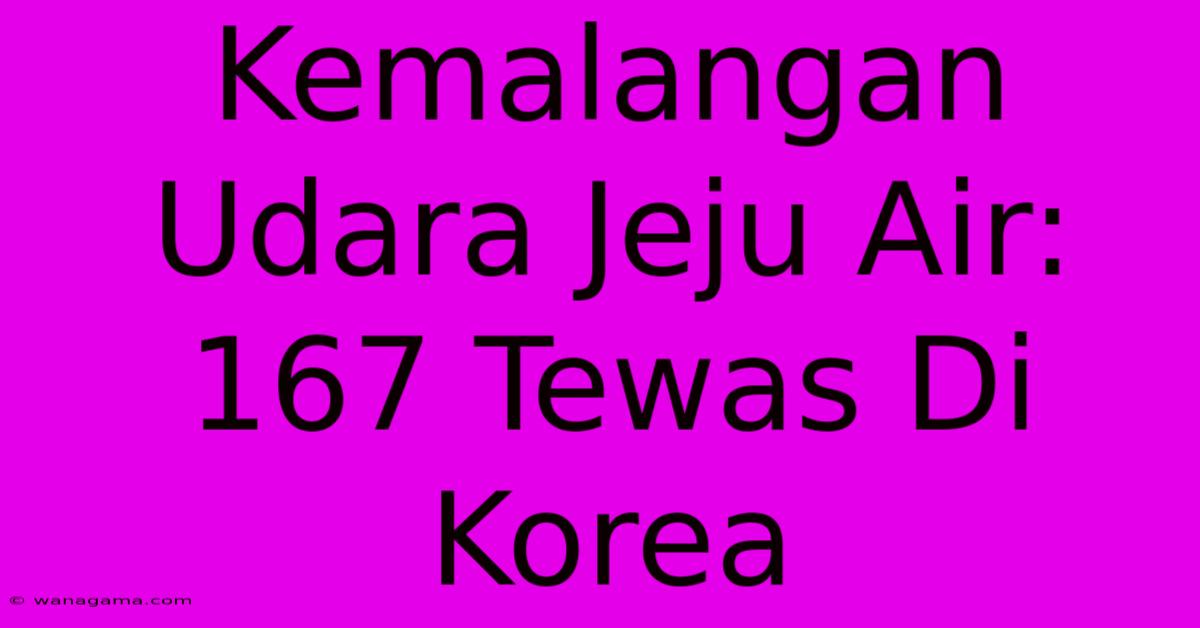 Kemalangan Udara Jeju Air: 167 Tewas Di Korea