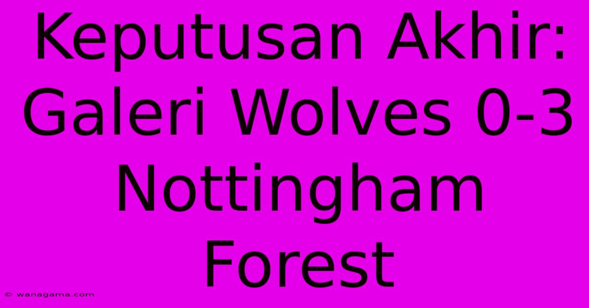 Keputusan Akhir: Galeri Wolves 0-3 Nottingham Forest