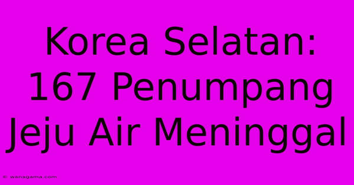 Korea Selatan: 167 Penumpang Jeju Air Meninggal