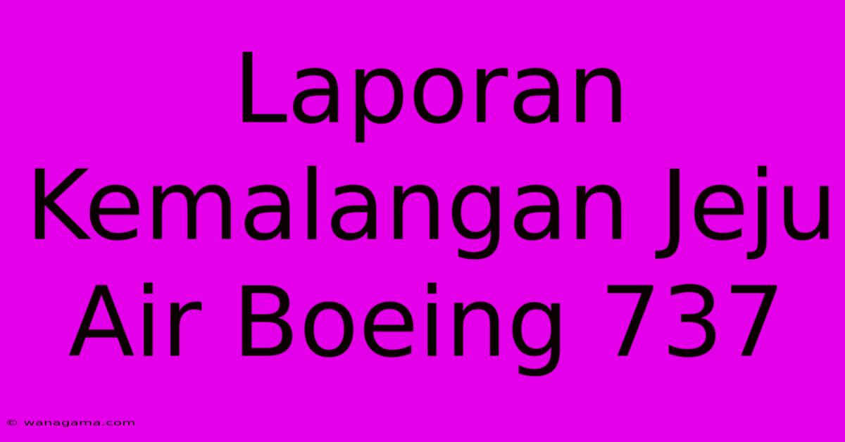 Laporan Kemalangan Jeju Air Boeing 737