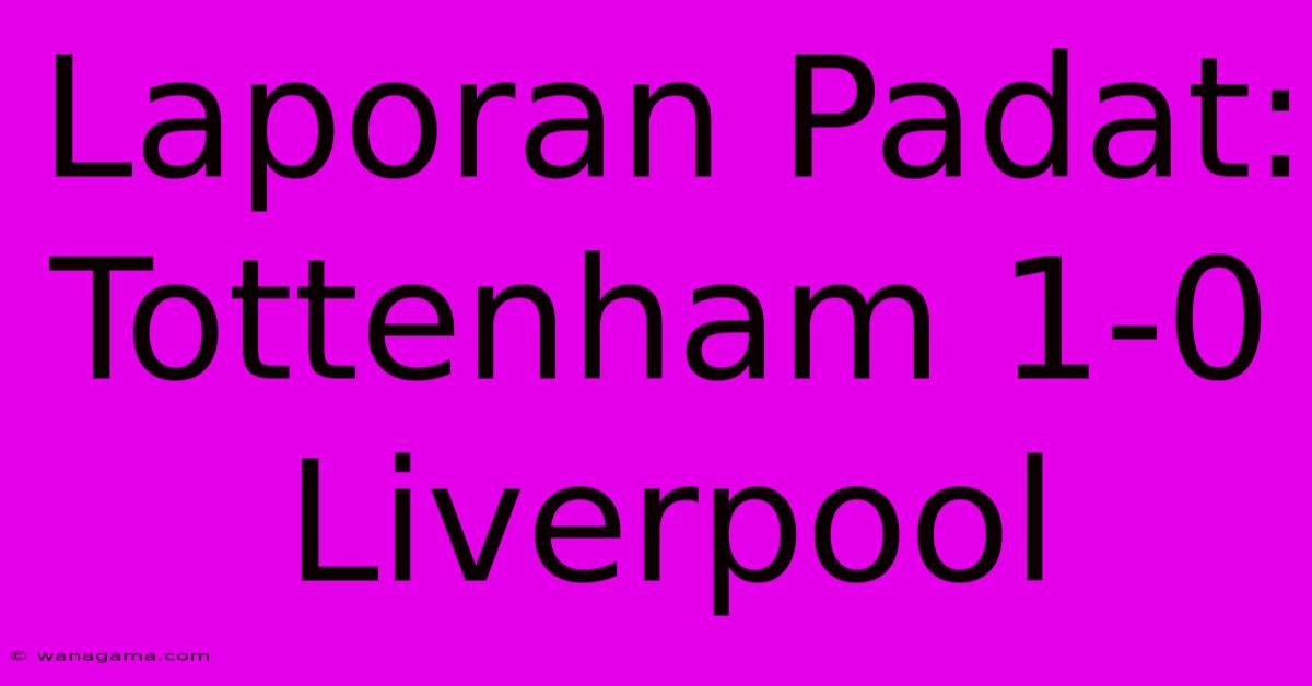 Laporan Padat: Tottenham 1-0 Liverpool