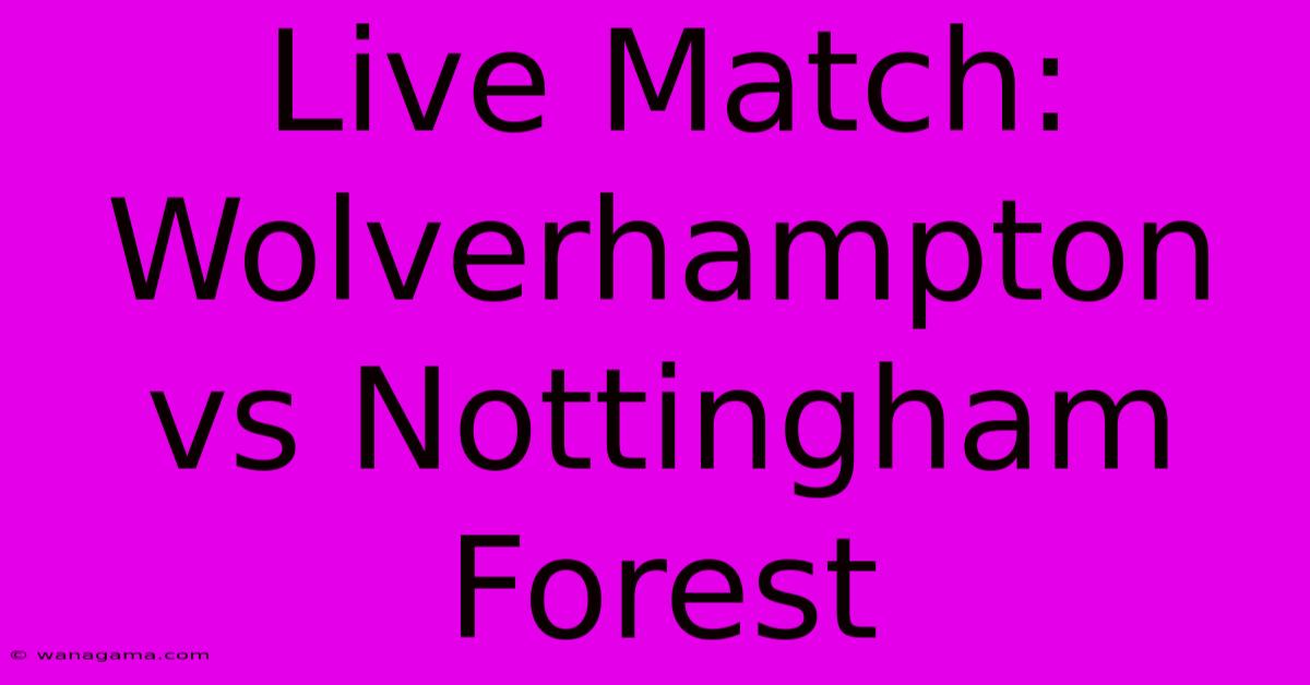 Live Match: Wolverhampton Vs Nottingham Forest