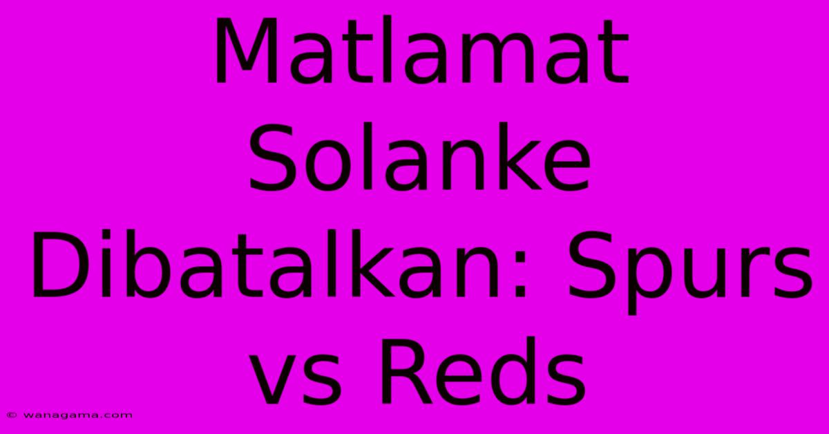 Matlamat Solanke Dibatalkan: Spurs Vs Reds