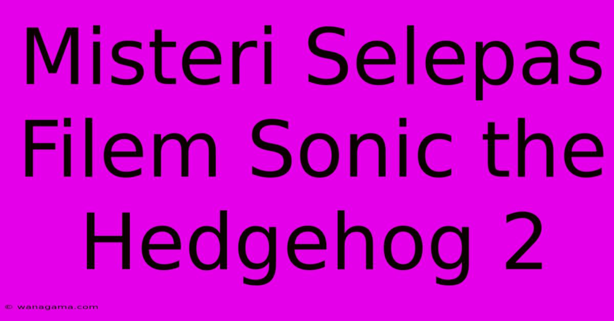 Misteri Selepas Filem Sonic The Hedgehog 2