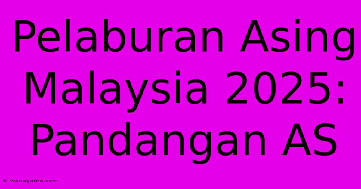 Pelaburan Asing Malaysia 2025: Pandangan AS Pelaburan Asing Malaysia 2025: Pandangan AS