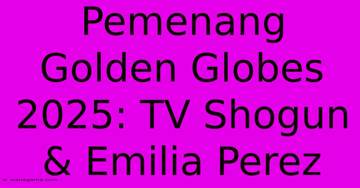 Pemenang Golden Globes 2025: TV Shogun & Emilia Perez