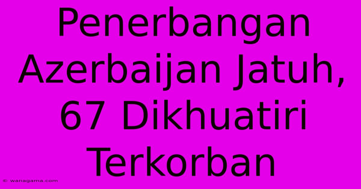 Penerbangan Azerbaijan Jatuh, 67 Dikhuatiri Terkorban