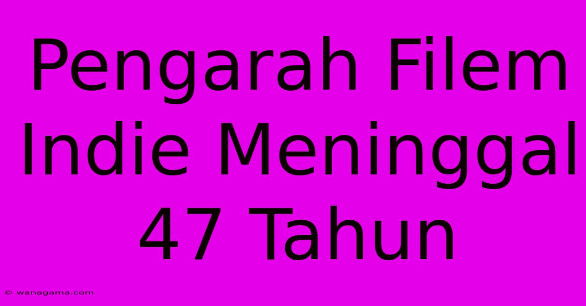 Pengarah Filem Indie Meninggal  47 Tahun