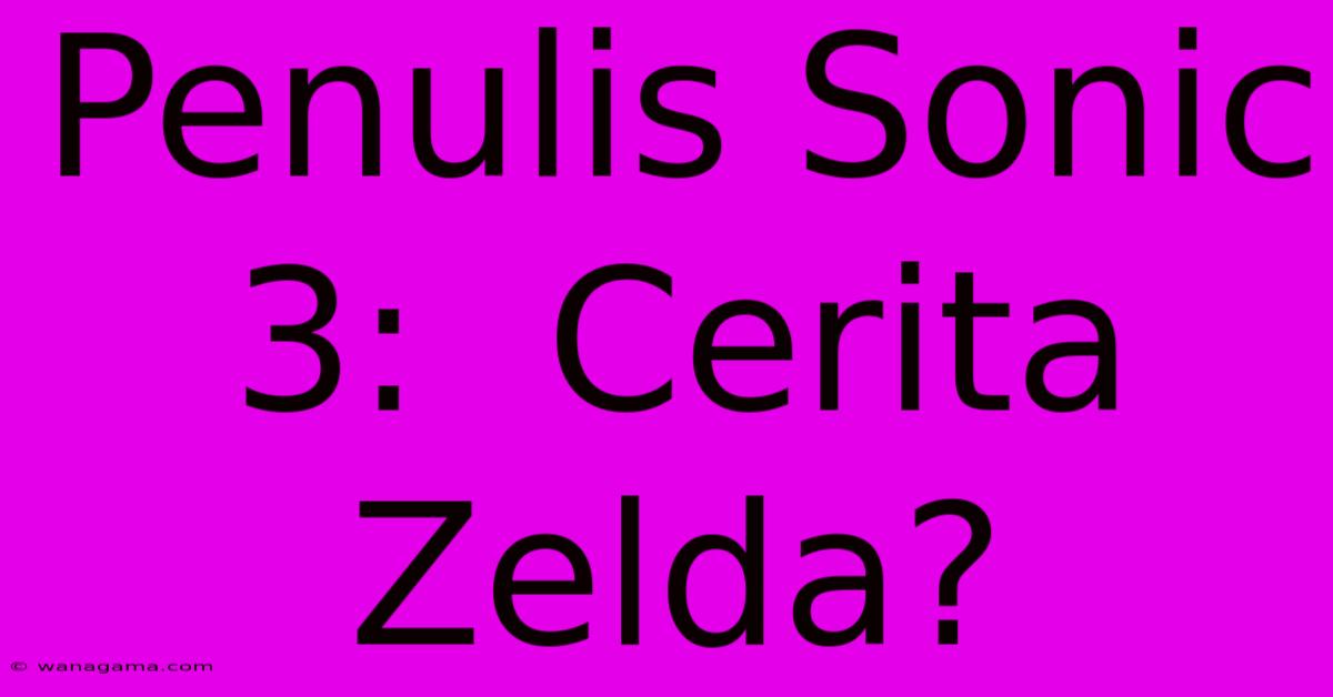 Penulis Sonic 3:  Cerita Zelda?