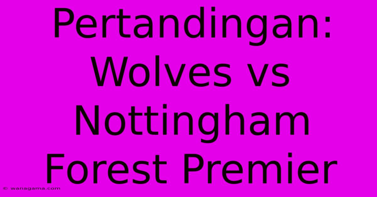 Pertandingan: Wolves Vs Nottingham Forest Premier