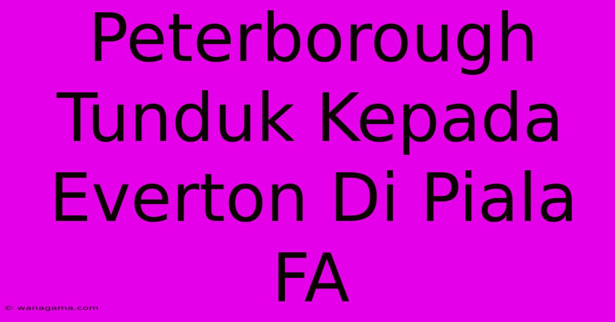 Peterborough Tunduk Kepada Everton Di Piala FA