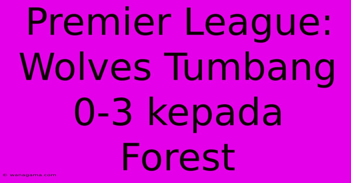 Premier League: Wolves Tumbang 0-3 Kepada Forest