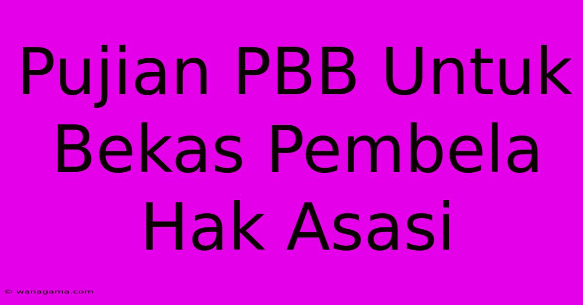 Pujian PBB Untuk Bekas Pembela Hak Asasi