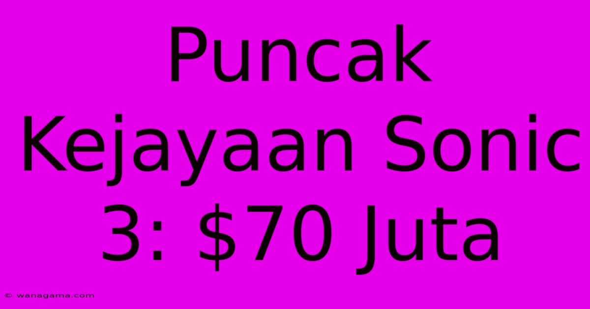 Puncak Kejayaan Sonic 3: $70 Juta