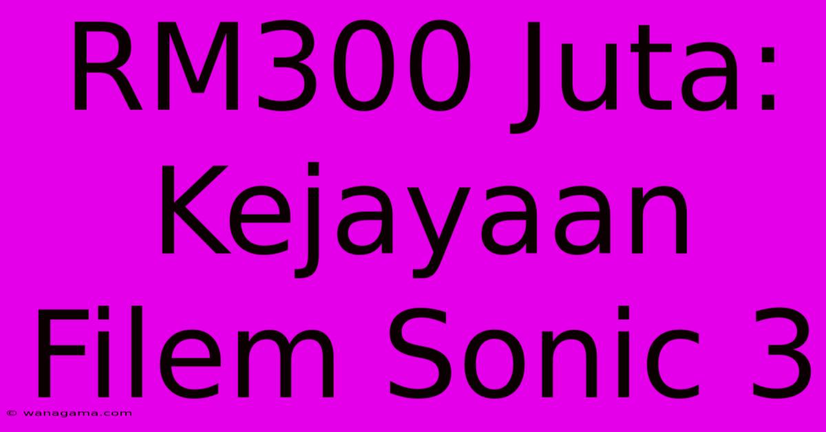 RM300 Juta: Kejayaan Filem Sonic 3