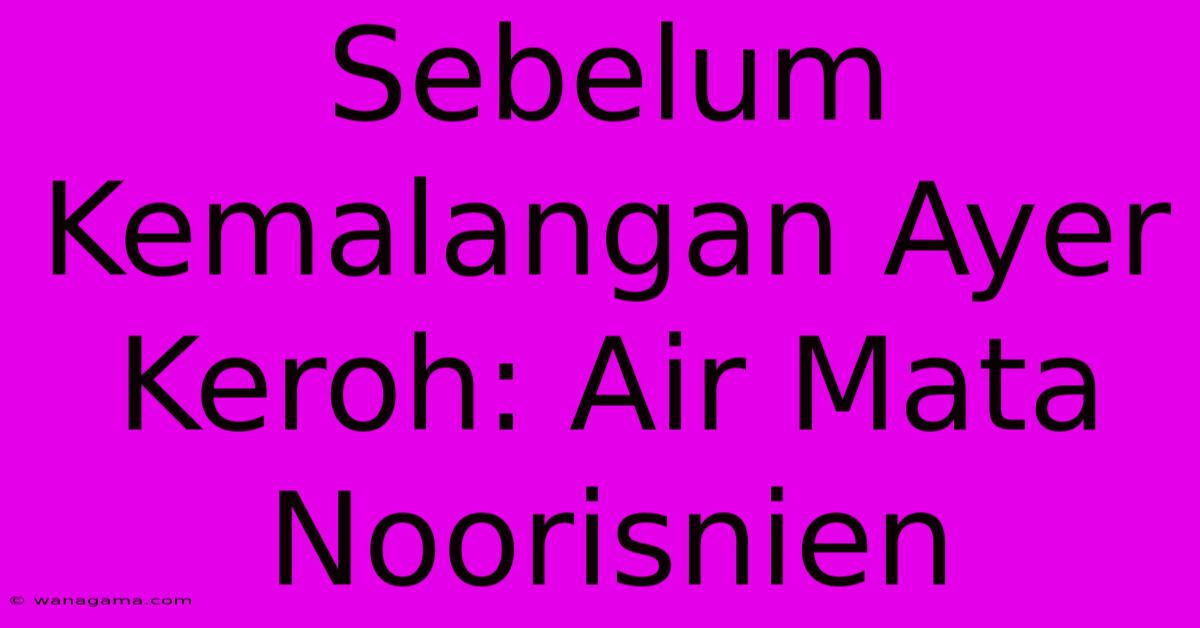 Sebelum Kemalangan Ayer Keroh: Air Mata Noorisnien