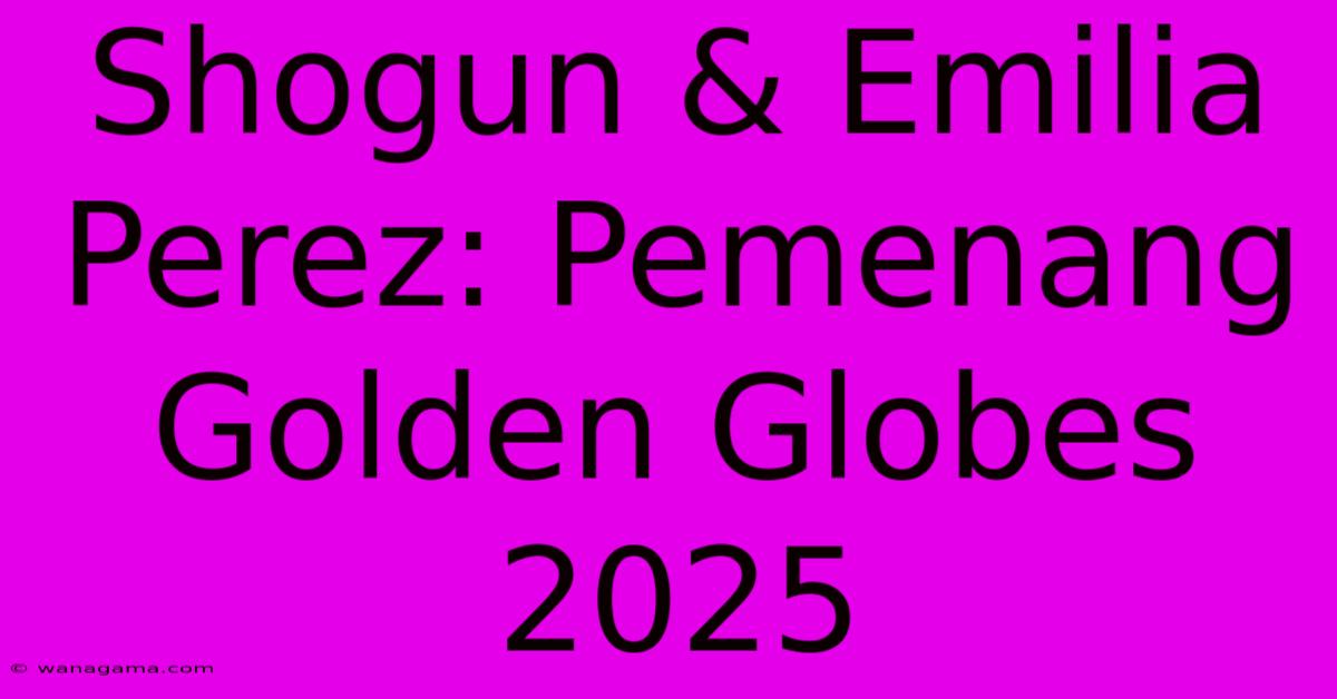 Shogun & Emilia Perez: Pemenang Golden Globes 2025